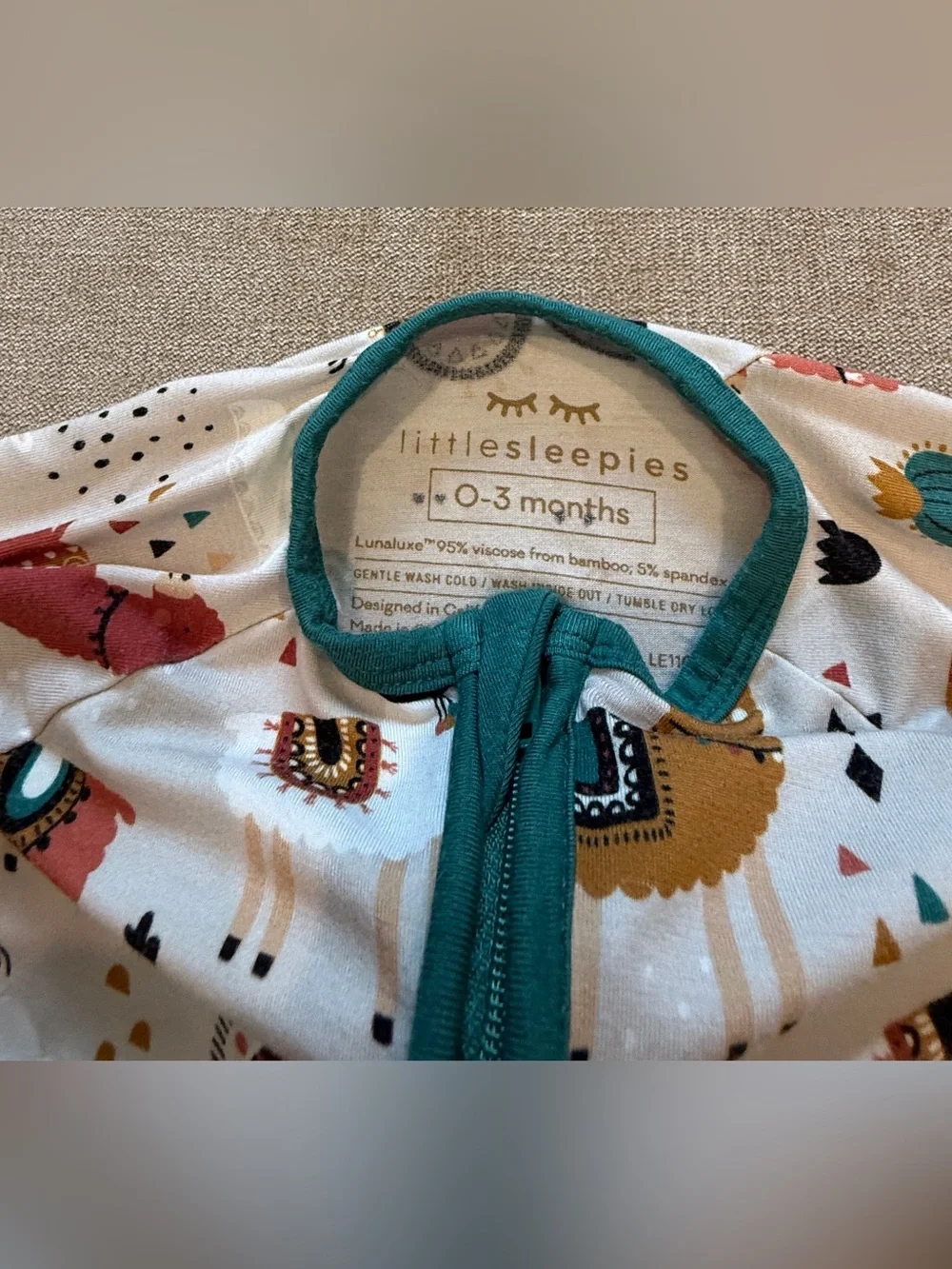 Little Sleepies Llama Love Zippy 0-3 Months